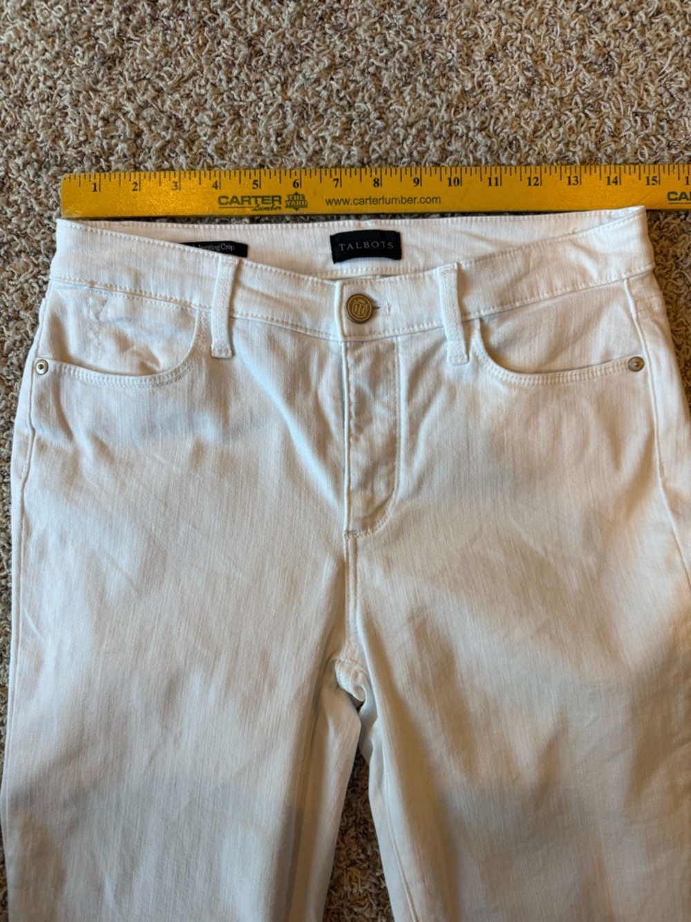 Talbots Size 4 Petite Jegging Crop White Denim Pants Stretch Cotton Blend Casual - Picture 7 of 13